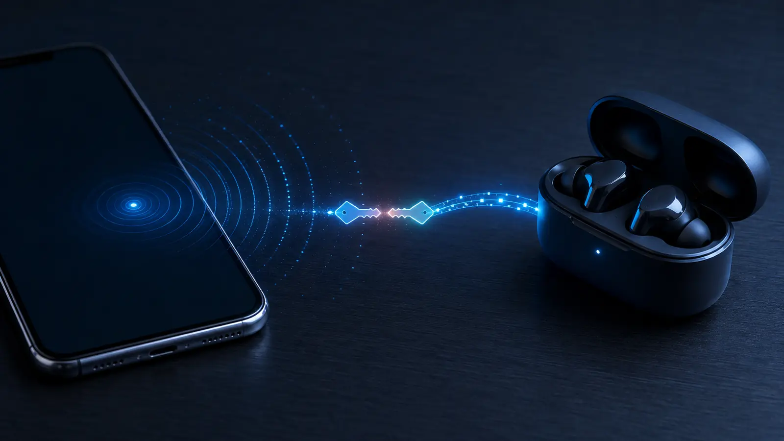Bluetooth discovery and secure pairing between a phone and wireless earbuds