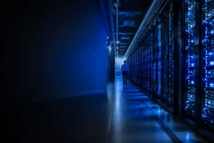 Modern data centre and network infrastructure representing files stored in the cloud.