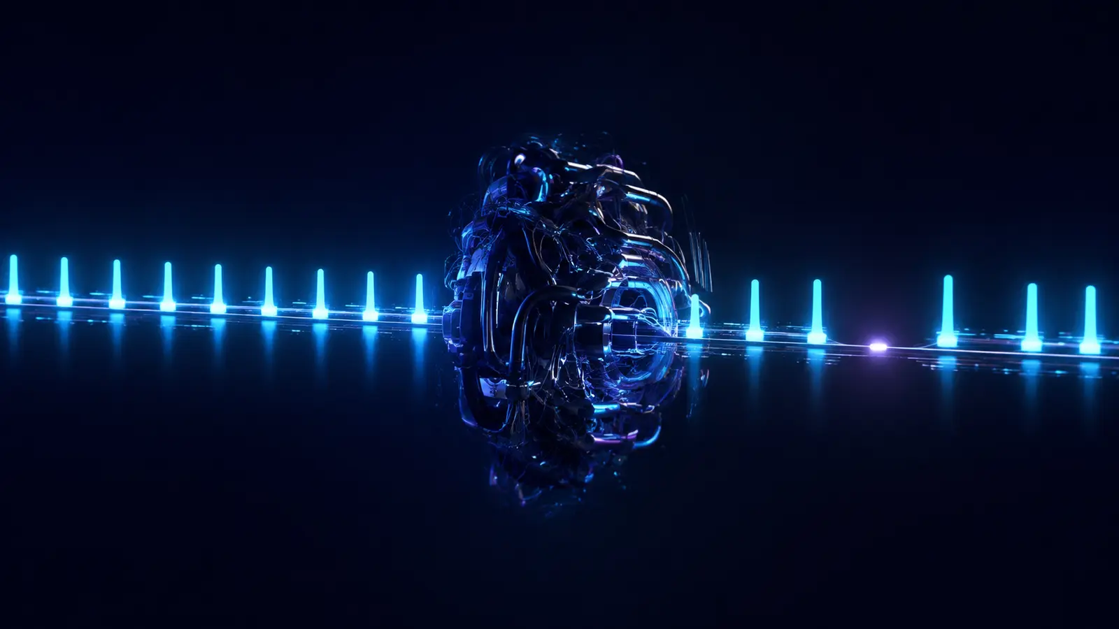 Evenly spaced network light pulses becoming irregular with one missing pulse after passing through a congested node