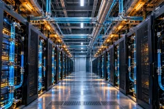 AI electricity and water use inside a liquid-cooled data centre