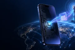 Smartphone with embedded SIM chip receiving a mobile network profile