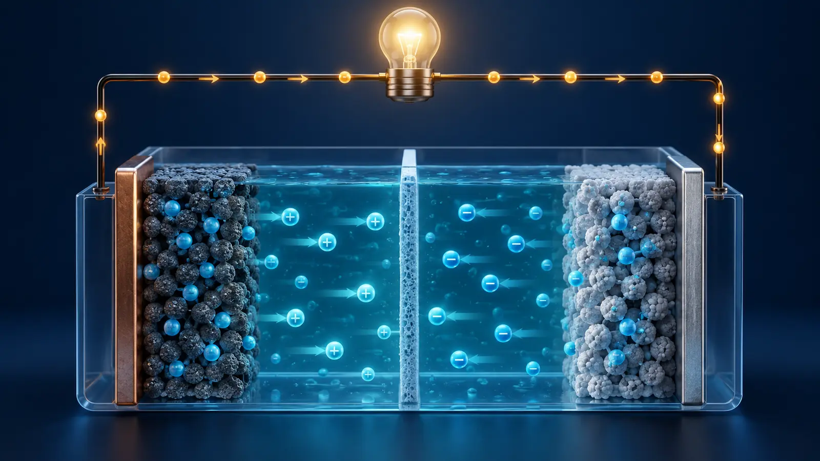 Diagram showing how batteries store and release energy