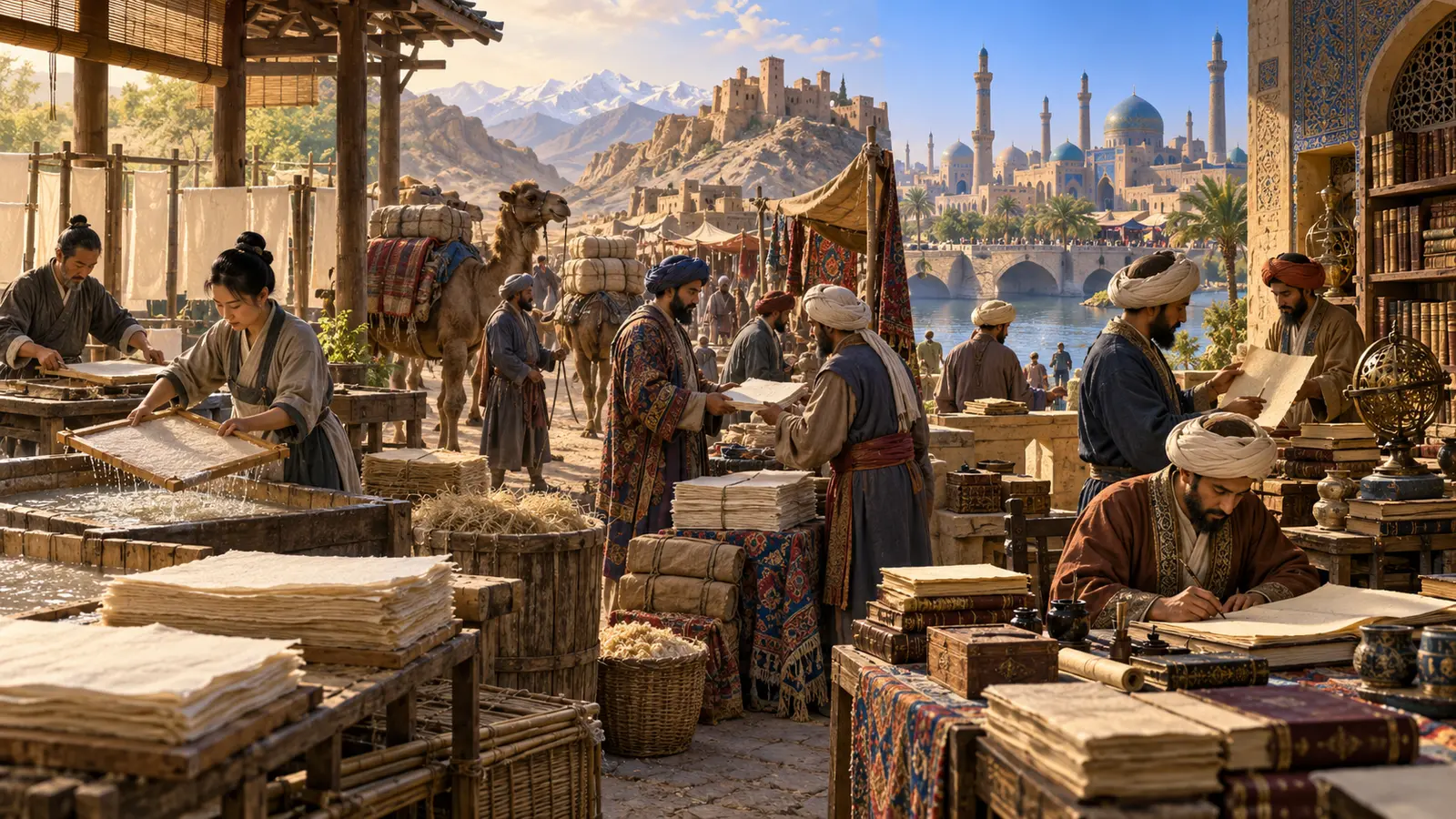 Paper sheets, fibres and manuscripts moving through China, Central Asia and the Islamic world