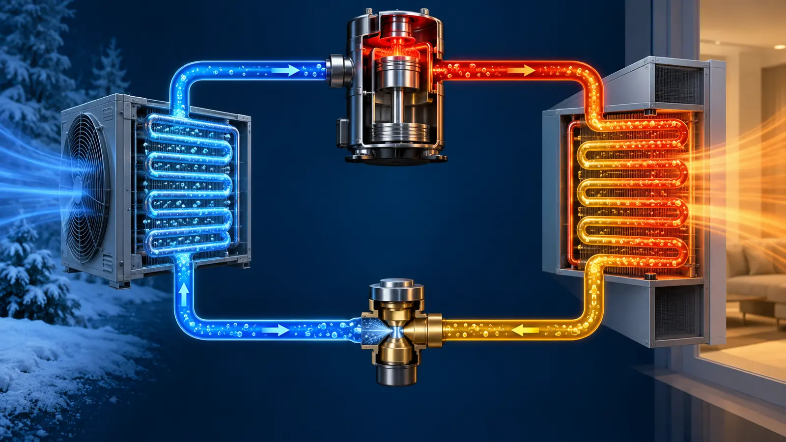 Diagram explaining how do heat pumps work