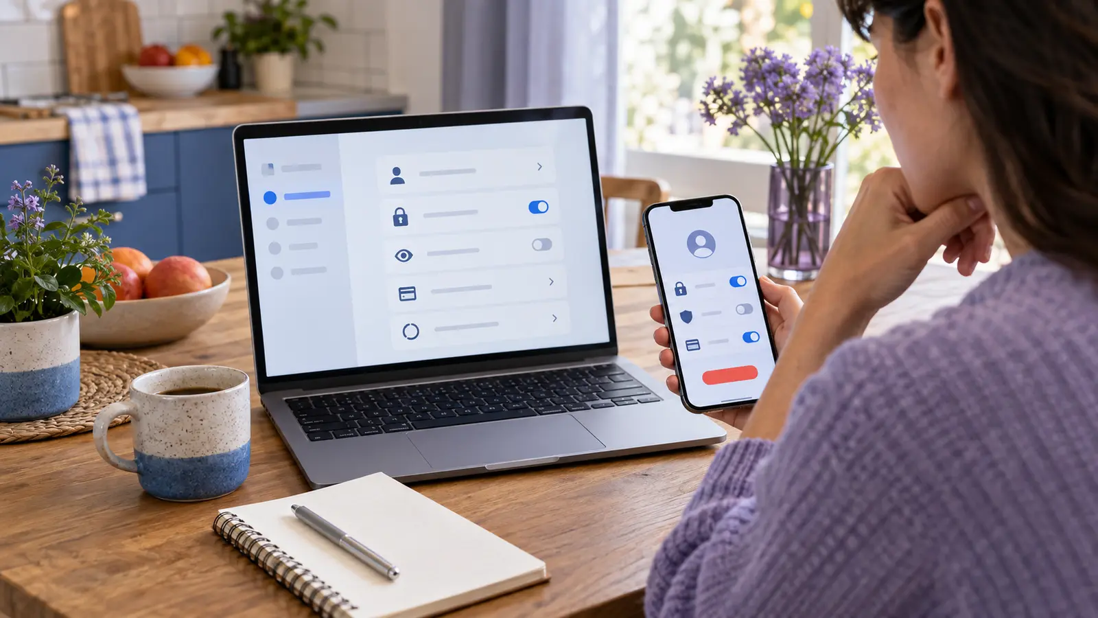 Person reviewing exports, account deletion, permissions and subscriptions before removing an app
