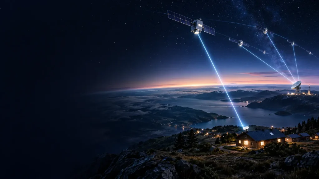 Low Earth orbit satellites connecting a remote home and ground gateway