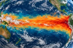 Super El Niño 2026–27 warming across the tropical Pacific Ocean