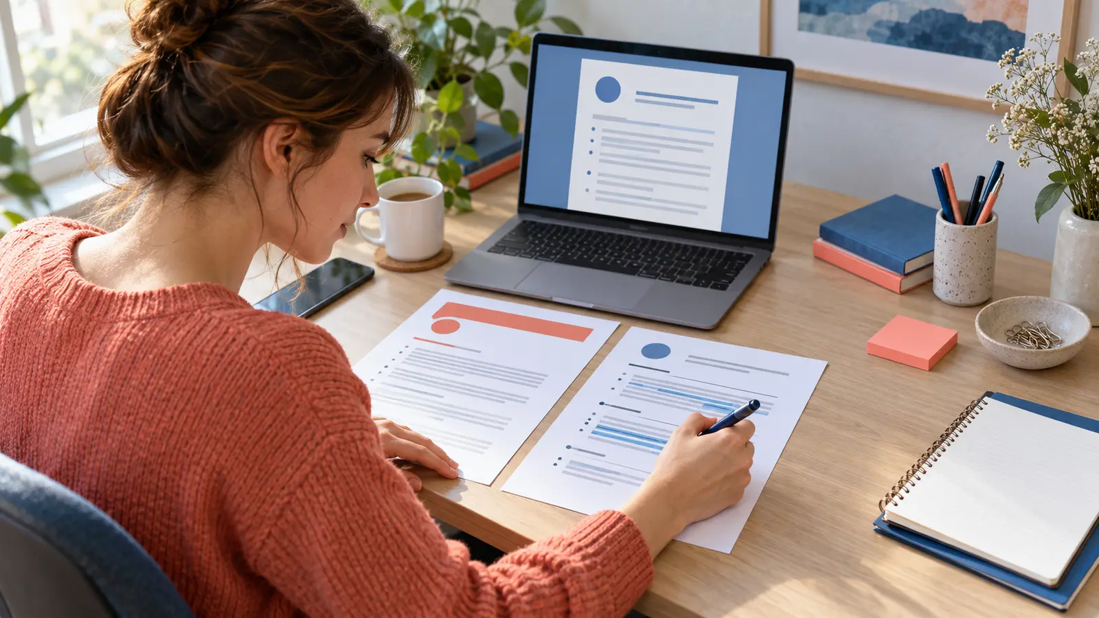 Applicant comparing a job description with truthful evidence in a clear CV