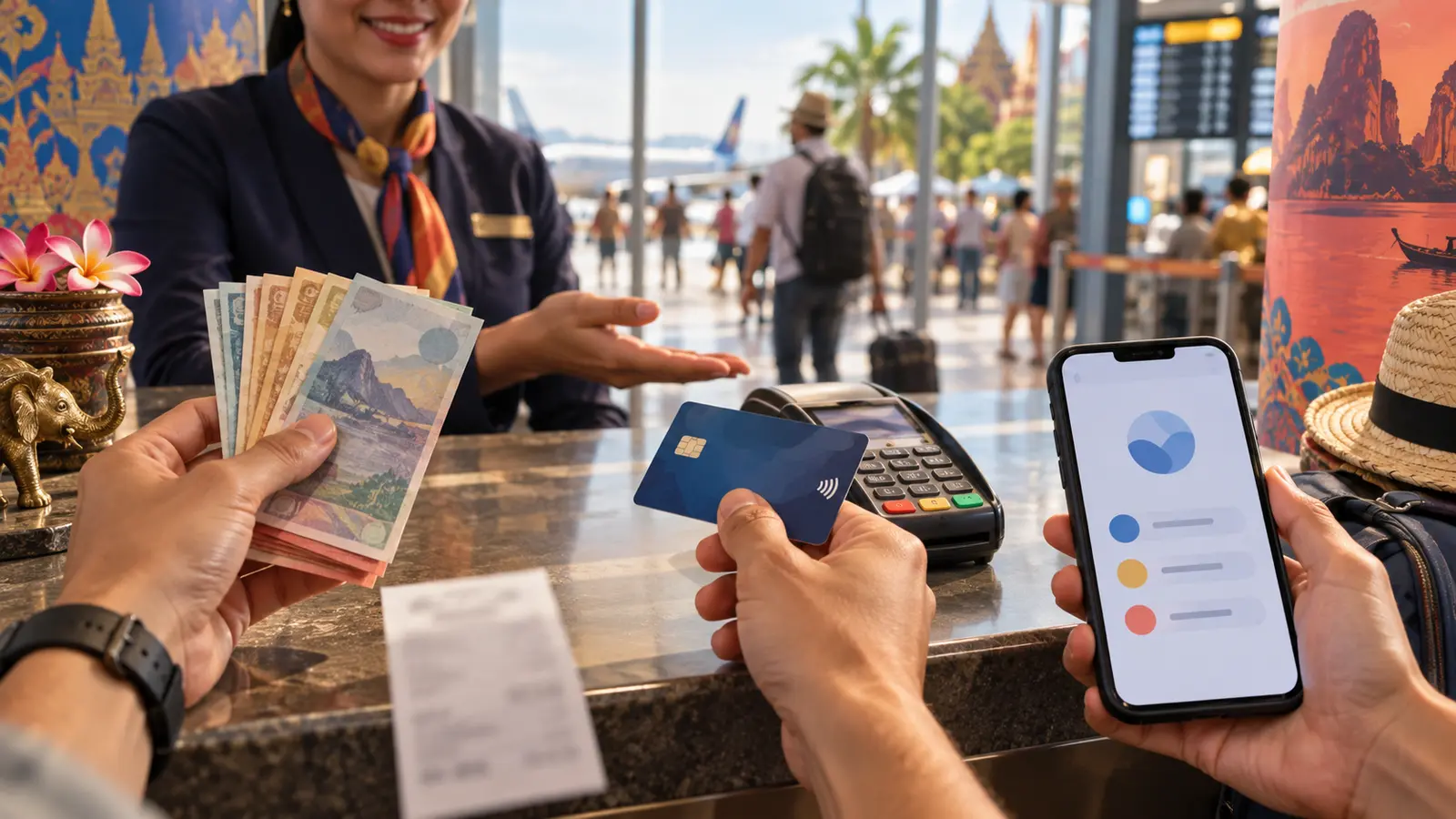 Traveller comparing a card rate, cash exchange and total conversion cost